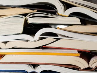 Stack of open books