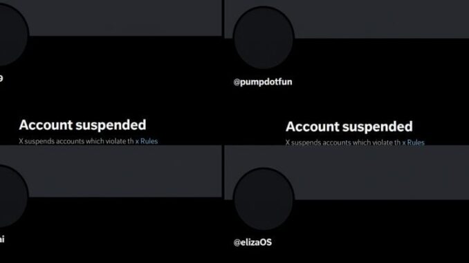 X accounts tied to Pump.fun, ElizaOS, and GMGN suspended