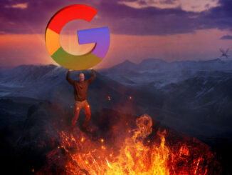Artist's depiction of the article author heaving a large multicolored "G" into the fires of Mount Doom