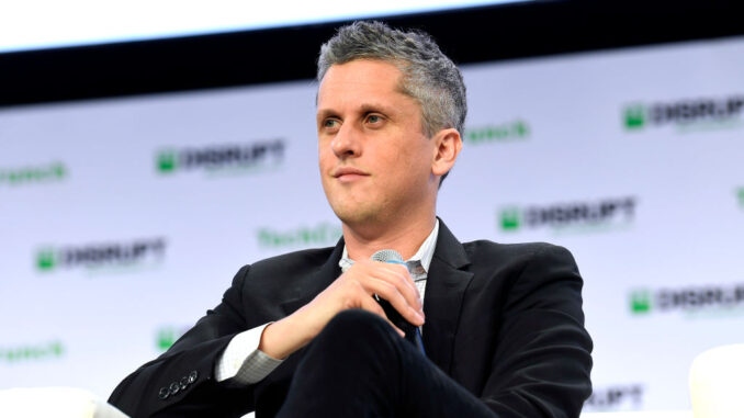 Box CEO Aaron Levie on stage at TechCrunch Disrupt in San Francisco in 2019.